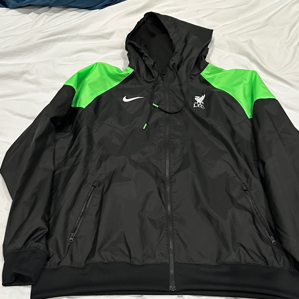 Nike Liverpool FC Black and Neon Green Windbreaker